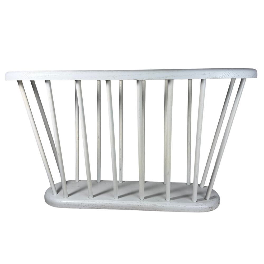 Mid Century White Style Magazine Rack Wooden Spindles Large Vintage